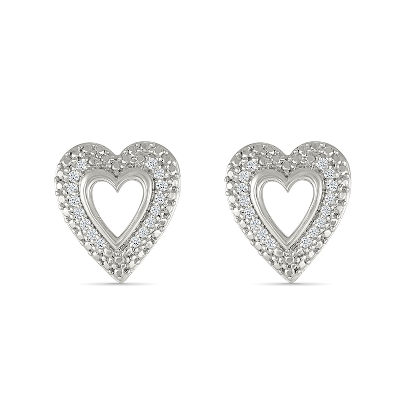 0.085 CT. T.W. Diamond Heart Frame Earrings in Sterling Silver|Peoples Jewellers