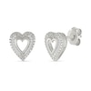 Thumbnail Image 1 of 0.085 CT. T.W. Diamond Heart Frame Earrings in Sterling Silver