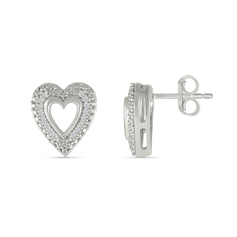 0.085 CT. T.W. Diamond Heart Frame Earrings in Sterling Silver|Peoples Jewellers