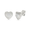 Thumbnail Image 1 of 0.115 CT. T.W. Multi-Diamond Domed Heart Frame Stud Earrings in Sterling Silver