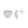 Thumbnail Image 2 of 0.115 CT. T.W. Multi-Diamond Domed Heart Frame Stud Earrings in Sterling Silver