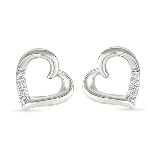 0.04 CT. T.W. Diamond Tilted Twist Heart Stud Earrings in Sterling Silver