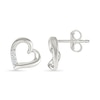 0.04 CT. T.W. Diamond Tilted Twist Heart Stud Earrings in Sterling Silver