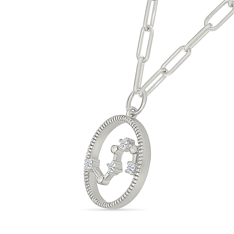 0.065 CT. T.W. Diamond Leo Constellation Open Circle Frame Necklace in Sterling Silver|Peoples Jewellers