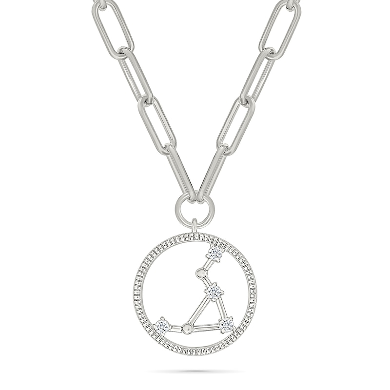 0.065 CT. T.W. Diamond Libra Constellation Open Circle Frame Necklace in Sterling Silver|Peoples Jewellers