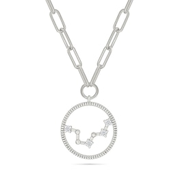 0.065 CT. T.W. Diamond Pisces Constellation Open Circle Frame Necklace in Sterling Silver