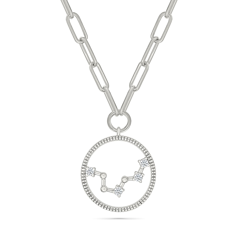 0.065 CT. T.W. Diamond Pisces Constellation Open Circle Frame Necklace in Sterling Silver|Peoples Jewellers