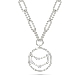 0.065 CT. T.W. Diamond Capricorn Constellation Open Circle Frame Necklace in Sterling Silver