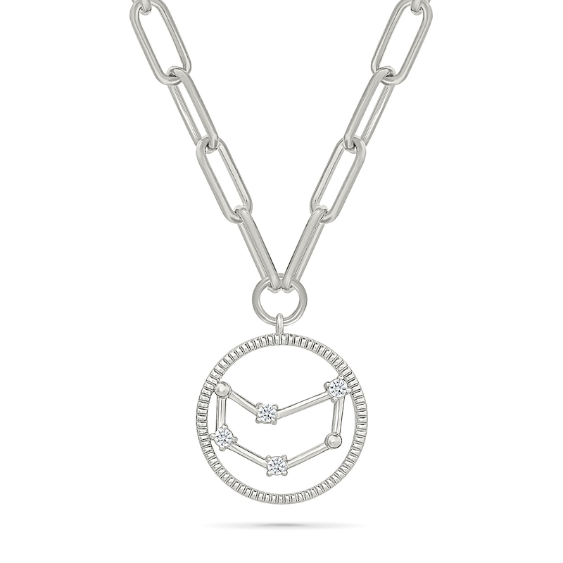 0.065 CT. T.W. Diamond Capricorn Constellation Open Circle Frame Necklace in Sterling Silver