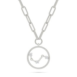 0.065 CT. T.W. Diamond Aries Constellation Open Circle Frame Necklace in Sterling Silver