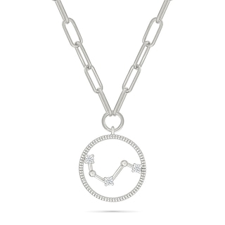 0.065 CT. T.W. Diamond Aries Constellation Open Circle Frame Necklace in Sterling Silver