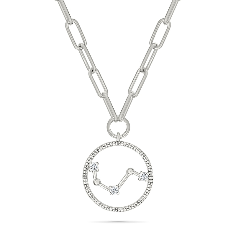 0.065 CT. T.W. Diamond Aries Constellation Open Circle Frame Necklace in Sterling Silver|Peoples Jewellers