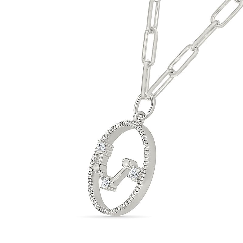 Main Image 2 of 0.065 CT. T.W. Diamond Aries Constellation Open Circle Frame Necklace in Sterling Silver