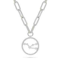0.065 CT. T.W. Diamond Taurus Constellation Open Circle Frame Necklace in Sterling Silver