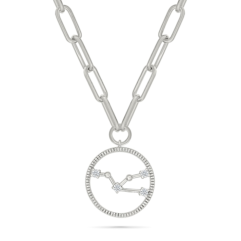 0.065 CT. T.W. Diamond Taurus Constellation Open Circle Frame Necklace in Sterling Silver|Peoples Jewellers