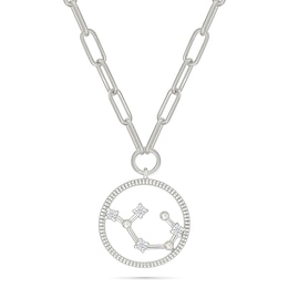 0.065 CT. T.W. Diamond Sagittarius Constellation Open Circle Frame Necklace in Sterling Silver