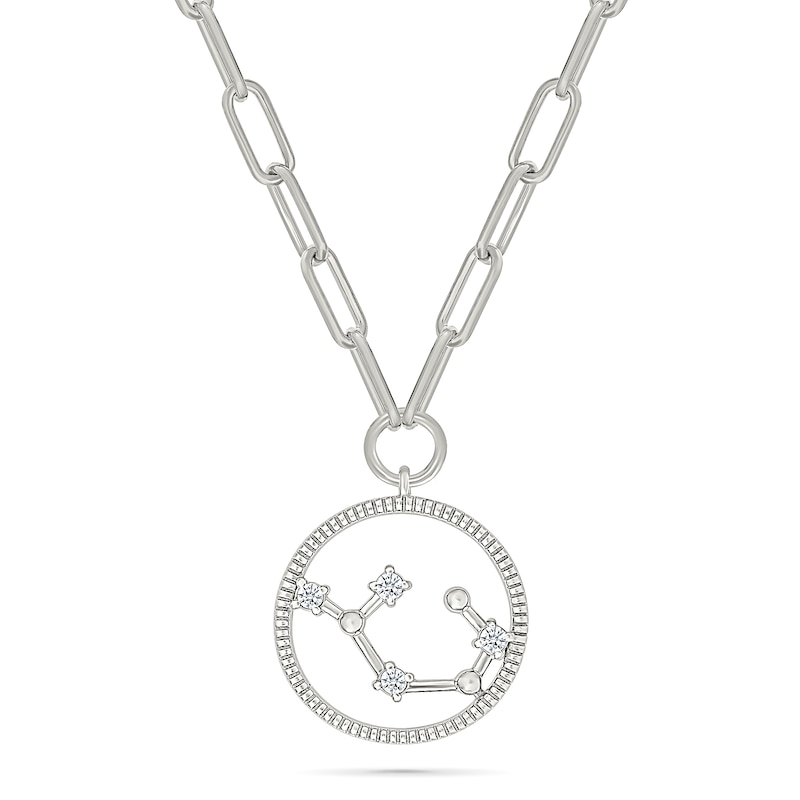 0.065 CT. T.W. Diamond Sagittarius Constellation Open Circle Frame Necklace in Sterling Silver