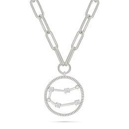 0.065 CT. T.W. Diamond Gemini Constellation Open Circle Frame Necklace in Sterling Silver