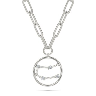 0.065 CT. T.W. Diamond Gemini Constellation Open Circle Frame Necklace in Sterling Silver