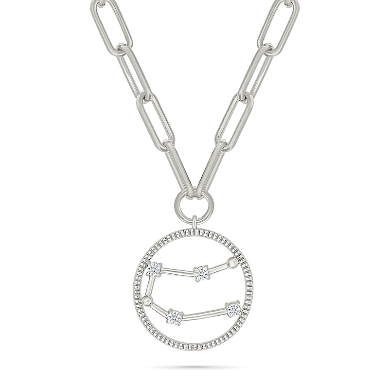 0.065 CT. T.W. Diamond Gemini Constellation Open Circle Frame Necklace in Sterling Silver