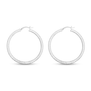 35.0mm Diamond-Cut Hoop Earrings in Hollow Sterling Silver