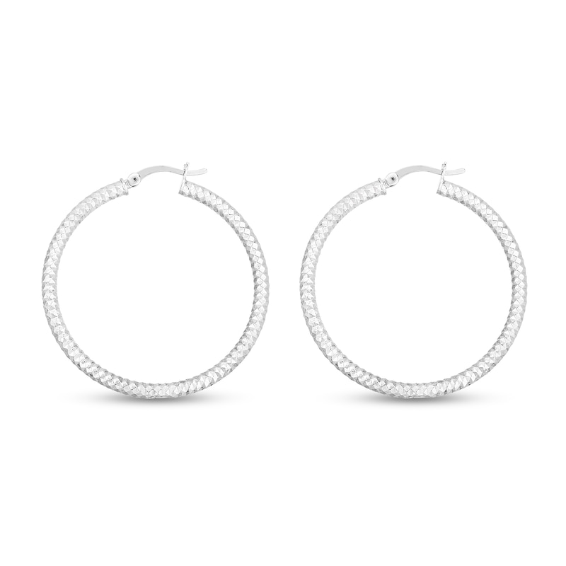 35.0mm Diamond-Cut Hoop Earrings in Hollow Sterling Silver