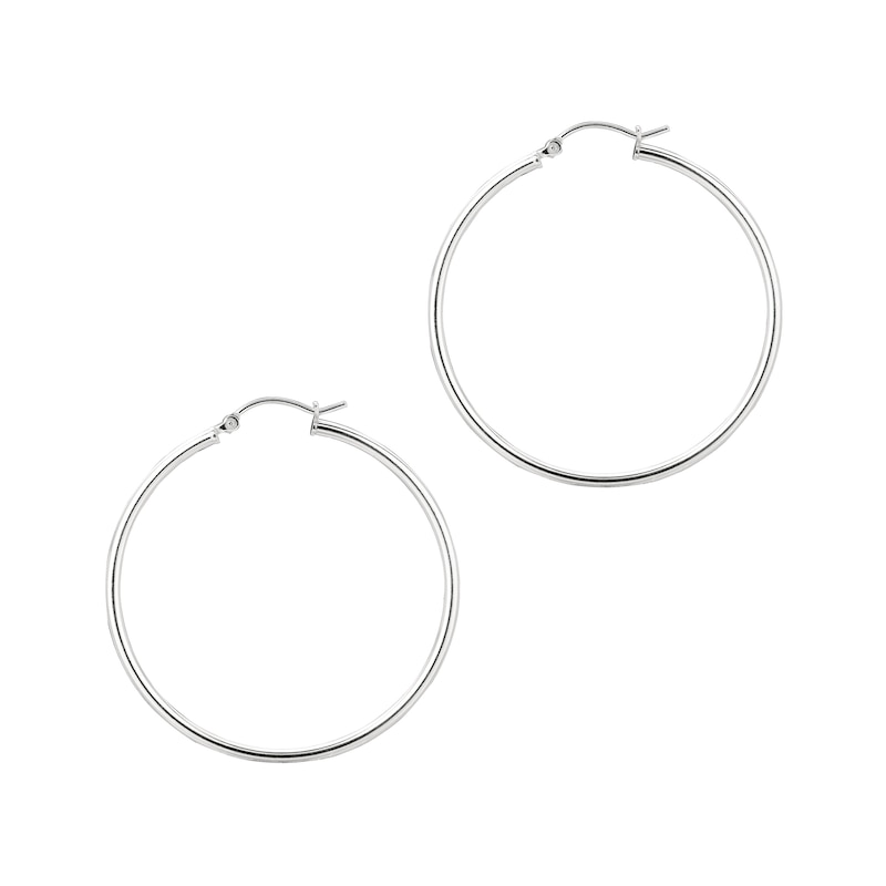 40.0mm Tube Hoop Earrings in Hollow Sterling Silver