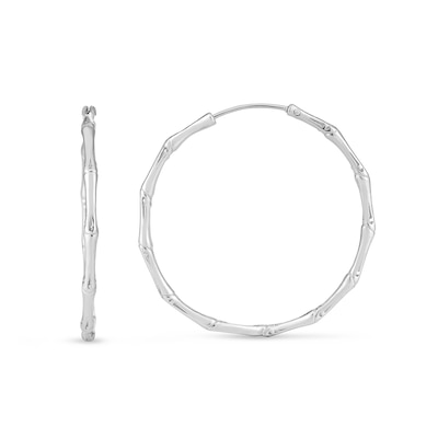 35.7mm Bamboo Hoop Earrings in Sterling Silver