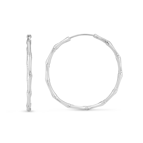 35.7mm Bamboo Hoop Earrings in Sterling Silver