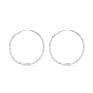 35.7mm Bamboo Hoop Earrings in Sterling Silver