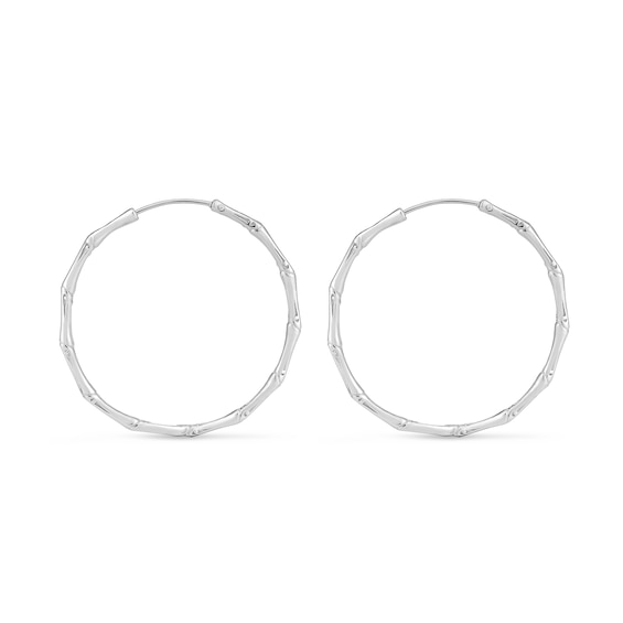 35.7mm Bamboo Hoop Earrings in Sterling Silver