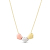 Puff Heart Trio Necklace in Hollow 14K Tri-Tone Gold - 20"