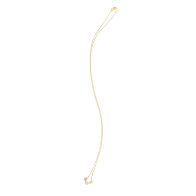 Puff Heart Trio Necklace in Hollow 14K Tri-Tone Gold - 20"