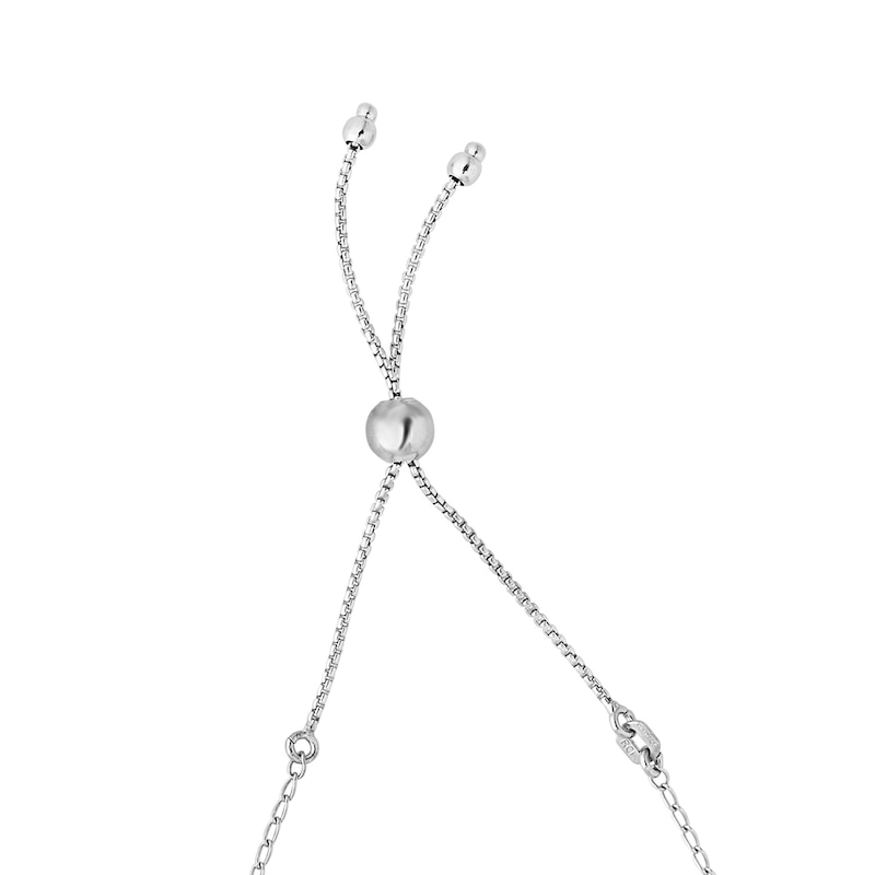 Diamond-Cut Brilliance Bead Cross Bolo Bracelet in Sterling Silver and Rose Rhodium Plate - 9.25"|Peoples Jewellers