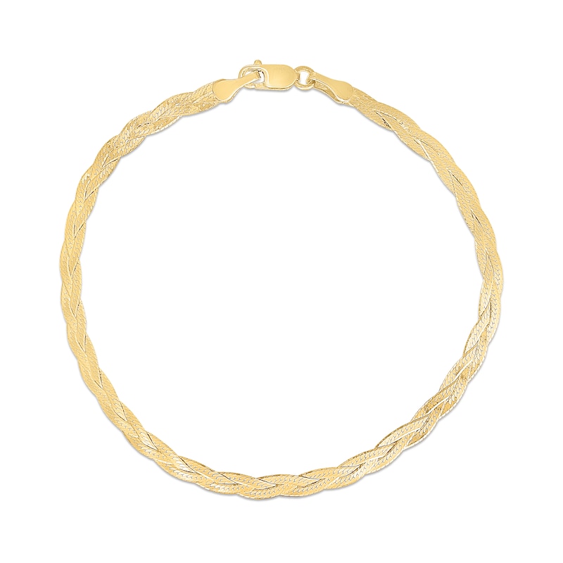 3.2mm Diamond-Cut Braided Herringbone Chain Bracelet in 14K Gold|Peoples Jewellers