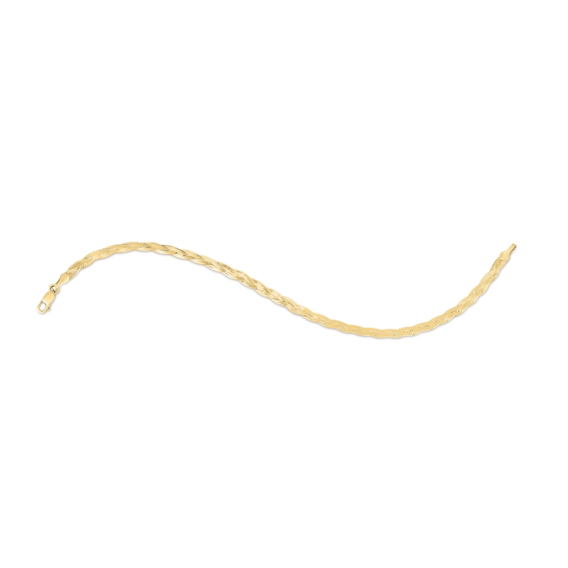 3.2mm Diamond-Cut Braided Herringbone Chain Bracelet in 14K Gold