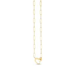 3.95mm Paper Clip Chain with Heart Clasp Necklace in 14K Gold - 18&quot;