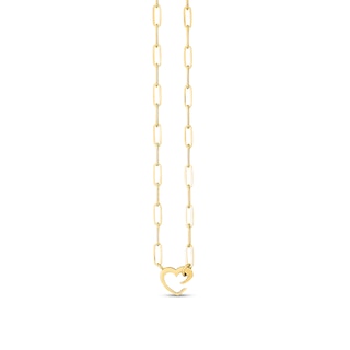 3.95mm Paper Clip Chain with Heart Clasp Necklace in 14K Gold - 18"