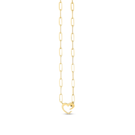 3.95mm Paper Clip Chain with Heart Clasp Necklace in 14K Gold - 18"