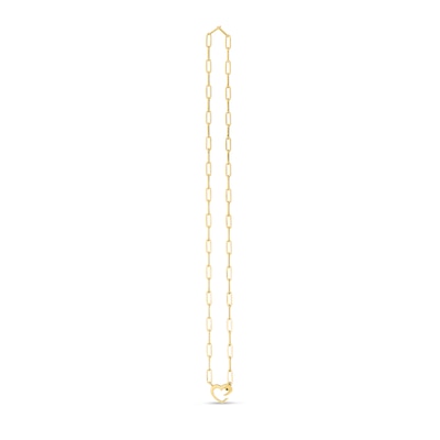 3.95mm Paper Clip Chain with Heart Clasp Necklace in 14K Gold - 18"