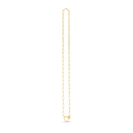 3.95mm Paper Clip Chain with Heart Clasp Necklace in 14K Gold - 18"