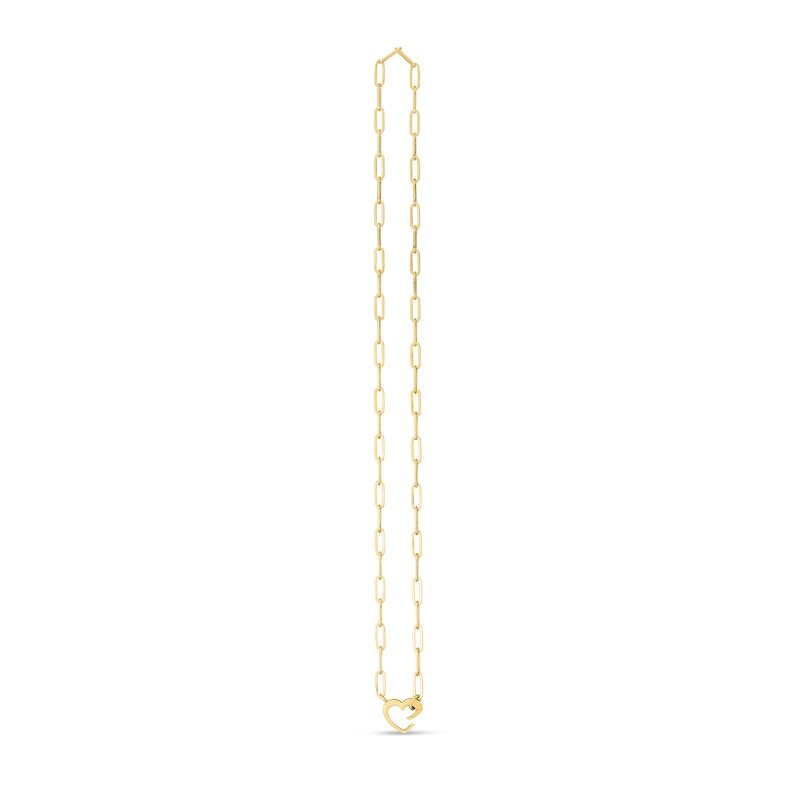 3.95mm Paper Clip Chain with Heart Clasp Necklace in 14K Gold - 18"