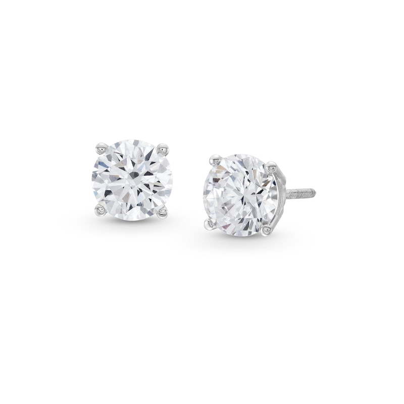 4.00 CT. T.W. Certified Lab-Created Diamond Solitaire Stud Earrings in 14K White Gold (G/SI2)|Peoples Jewellers