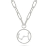 Thumbnail Image 0 of 0.065 CT. T.W. Diamond Scorpio Constellation Open Circle Frame Necklace in Sterling Silver