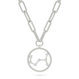 0.065 CT. T.W. Diamond Scorpio Constellation Open Circle Frame Necklace in Sterling Silver