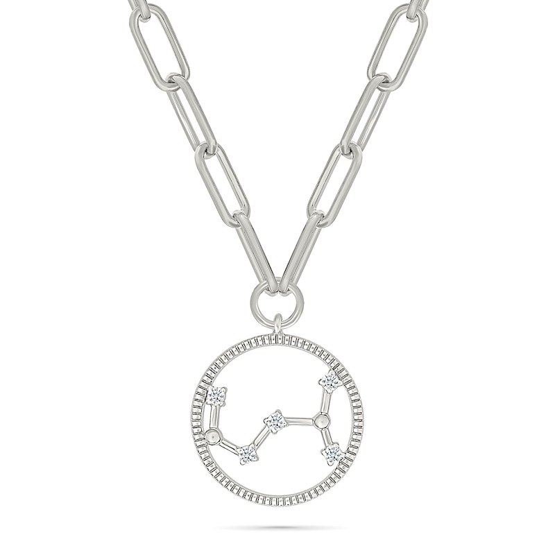 0.065 CT. T.W. Diamond Scorpio Constellation Open Circle Frame Necklace in Sterling Silver|Peoples Jewellers