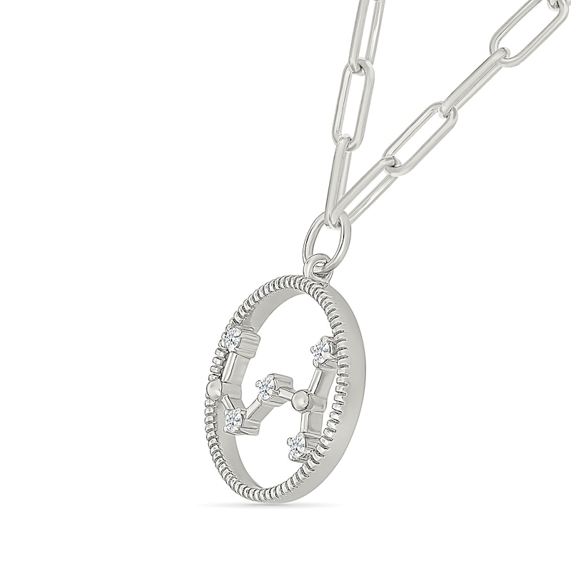 0.065 CT. T.W. Diamond Scorpio Constellation Open Circle Frame Necklace in Sterling Silver