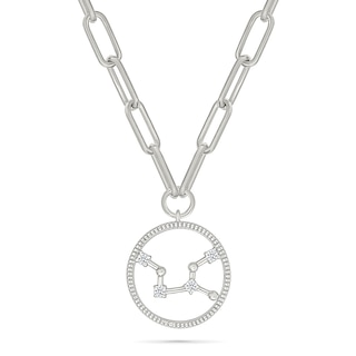 0.065 CT. T.W. Diamond Virgo Constellation Open Circle Frame Necklace in Sterling Silver