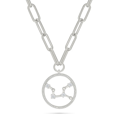 0.065 CT. T.W. Diamond Virgo Constellation Open Circle Frame Necklace in Sterling Silver