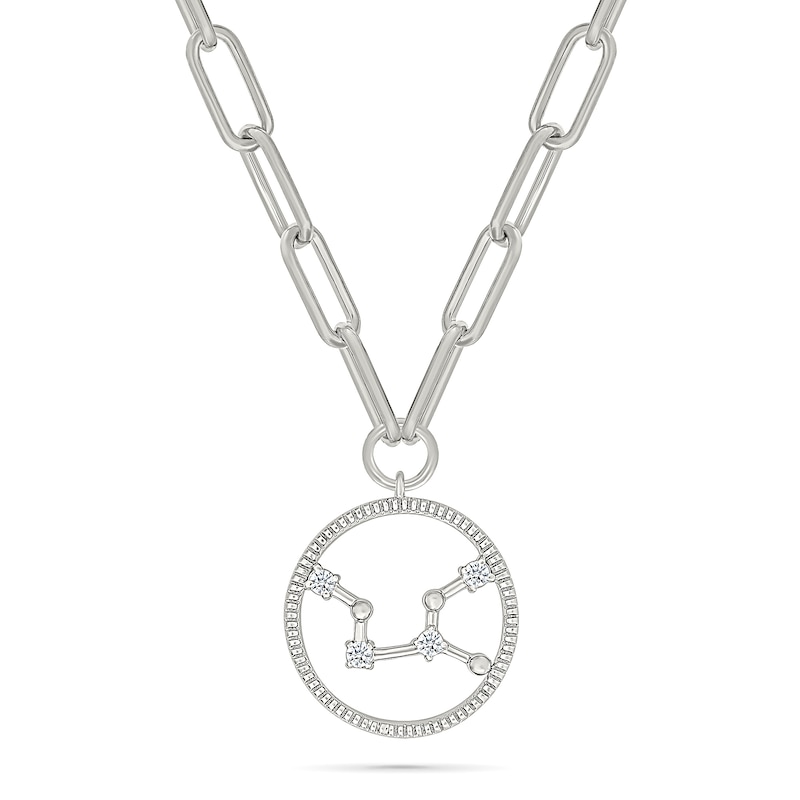 0.065 CT. T.W. Diamond Virgo Constellation Open Circle Frame Necklace in Sterling Silver